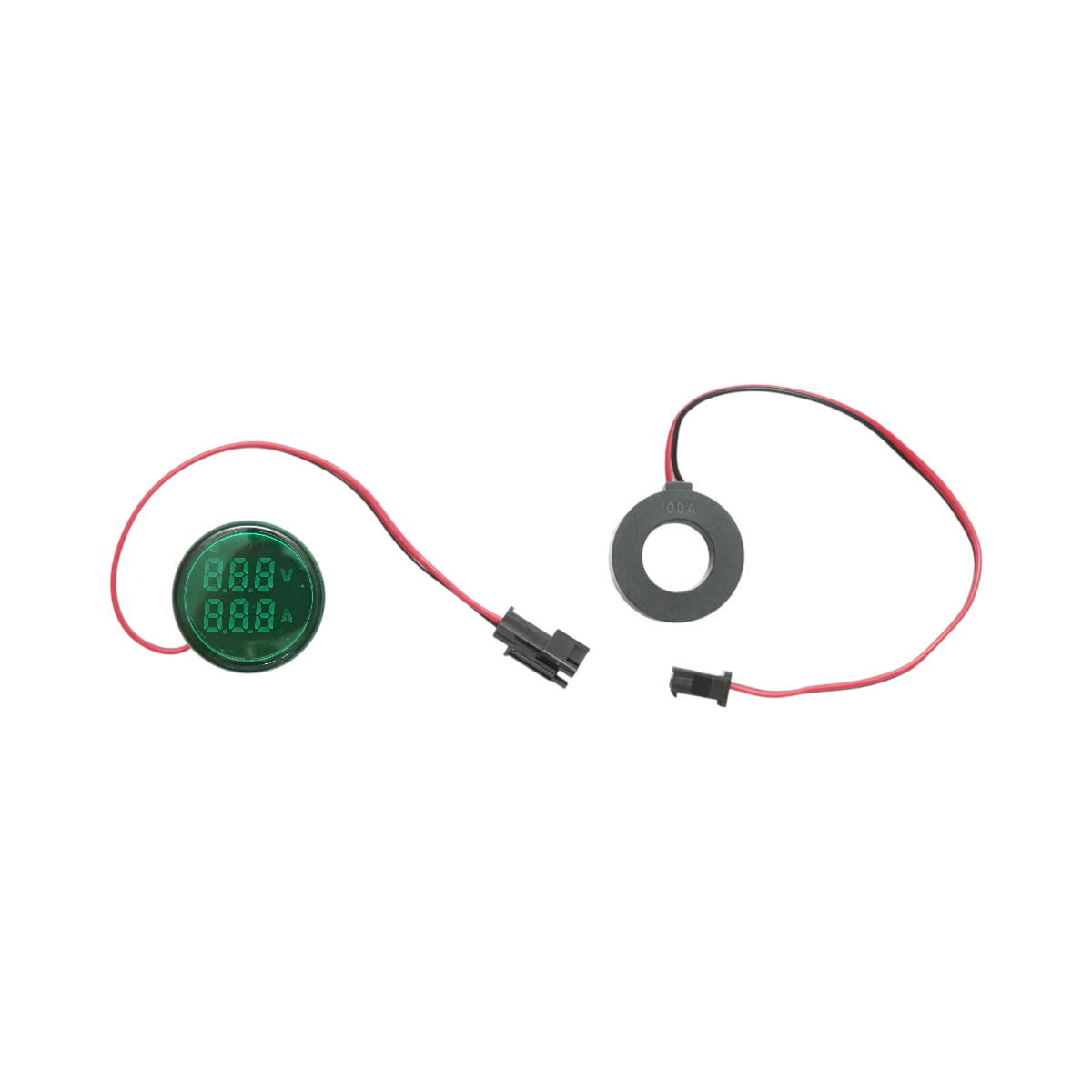 Indicator digital ampermetru si voltmetru LED verde 0-100A/50-500V AC Ø 22mm Breckner Germany - imagine 2