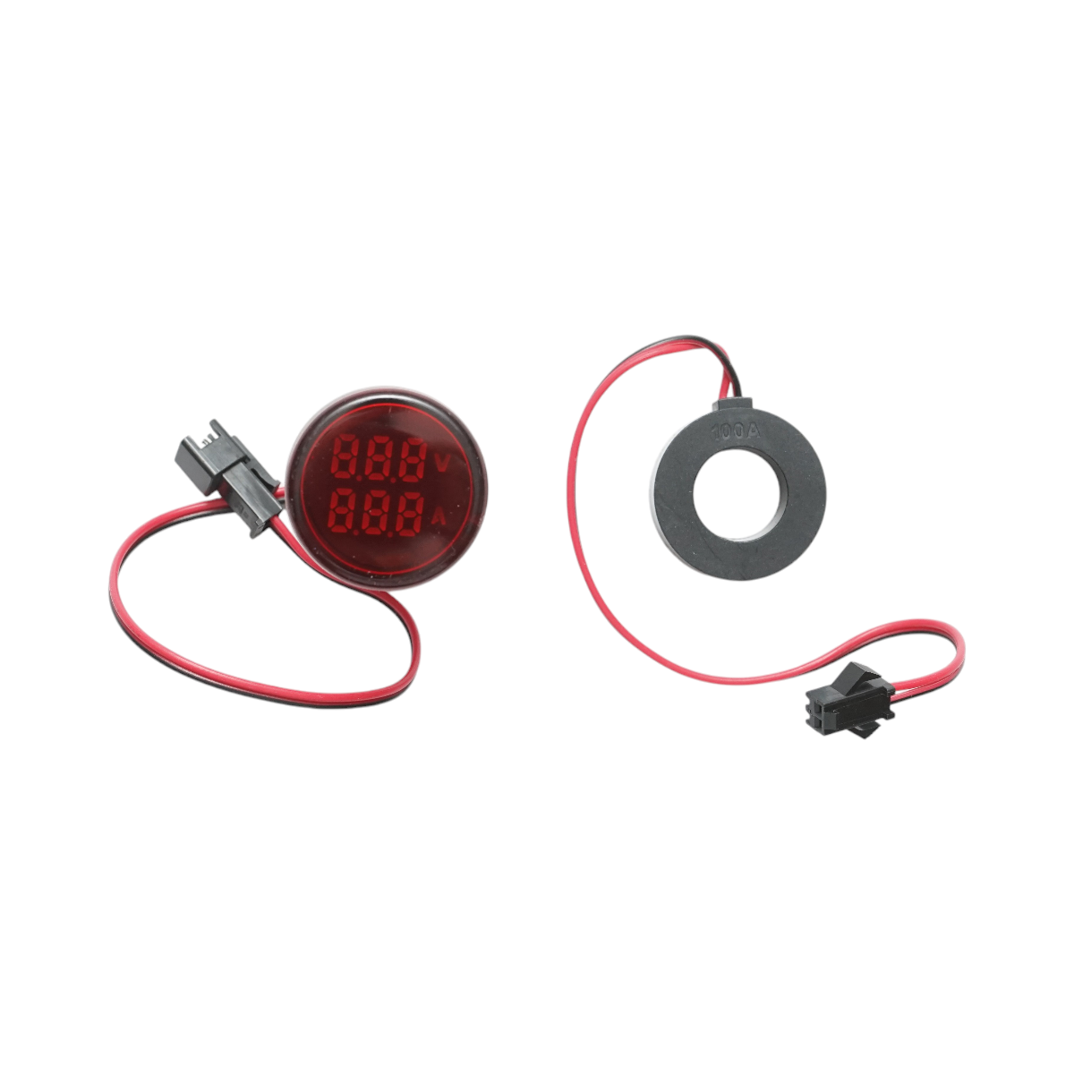 Indicator digital ampermetru si voltmetru LED rosu 0-100A/50-500V AC Ø 22mm Breckner Germany - imagine 2