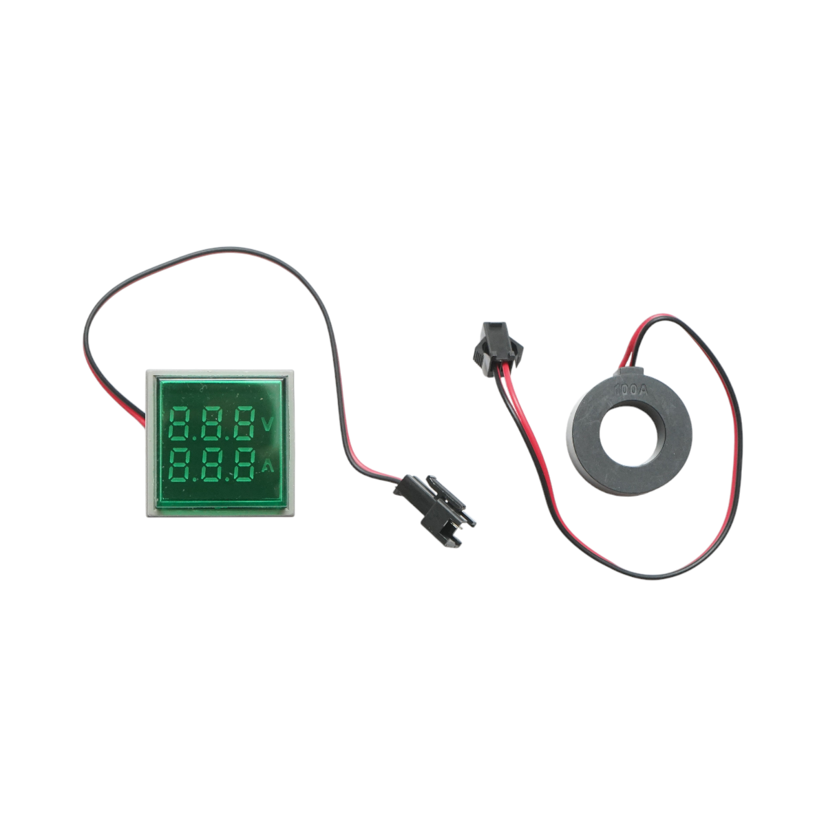 Indicator digital ampermetru si voltmetru LED alb 0-100A/50-500V AC Ø 22mm Breckner Germany - imagine 2