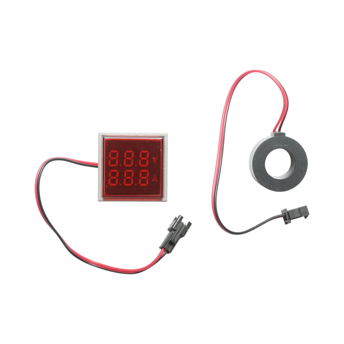 Indicator digital ampermetru si voltmetru LED rosu 0-100A/50-500V AC Ø 22mm Breckner Germany - imagine 2