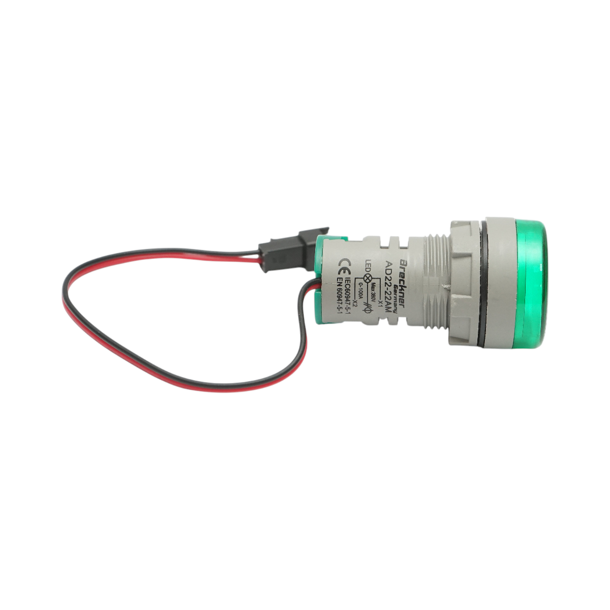 Indicator digital ampermetru LED verde 0-100A, 220V/380V Ø 22mm Breckner Germany - imagine 3