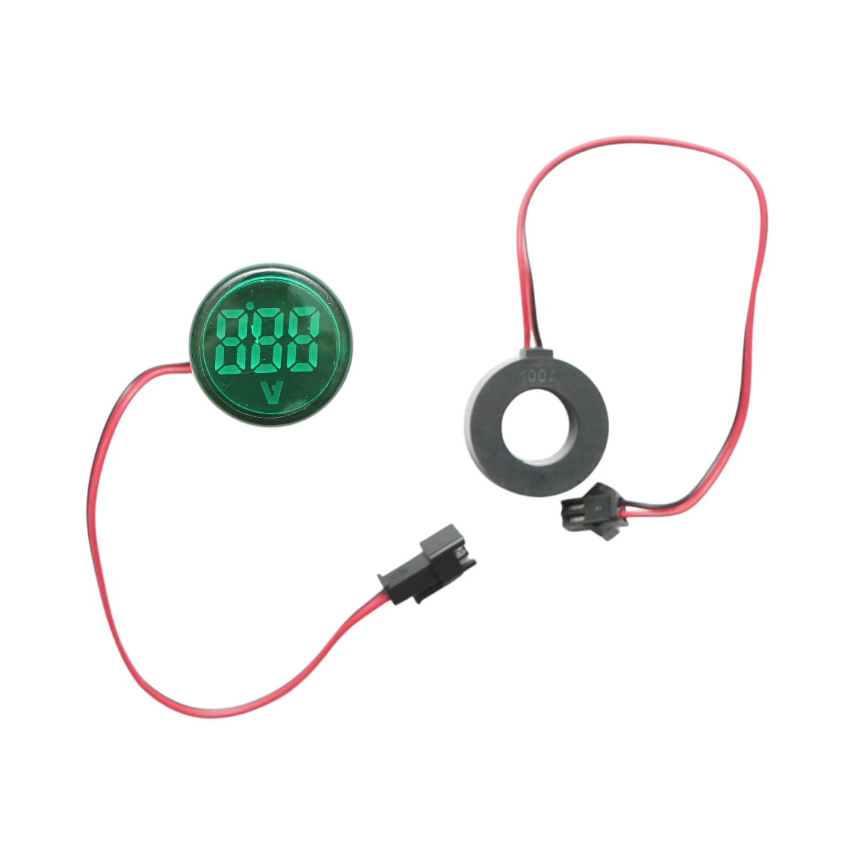 Indicator digital ampermetru LED verde 0-100A, 220V/380V Ø 22mm Breckner Germany - imagine 2