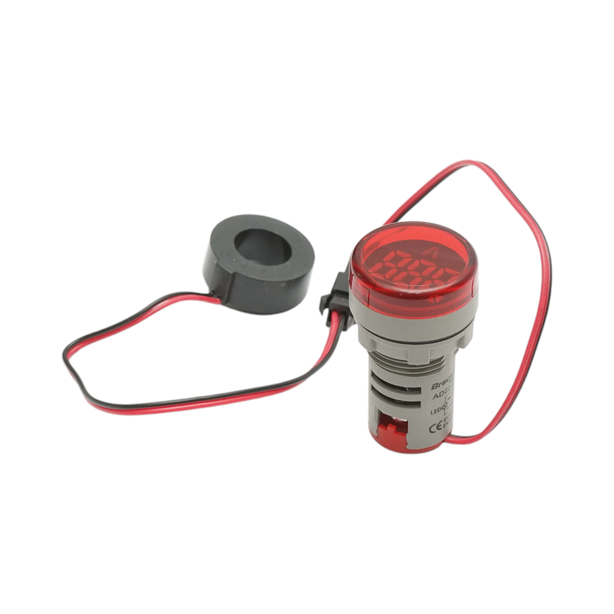Indicator digital ampermetru LED rosu 0-100A, 220V/380V Ø 22mm Breckner Germany