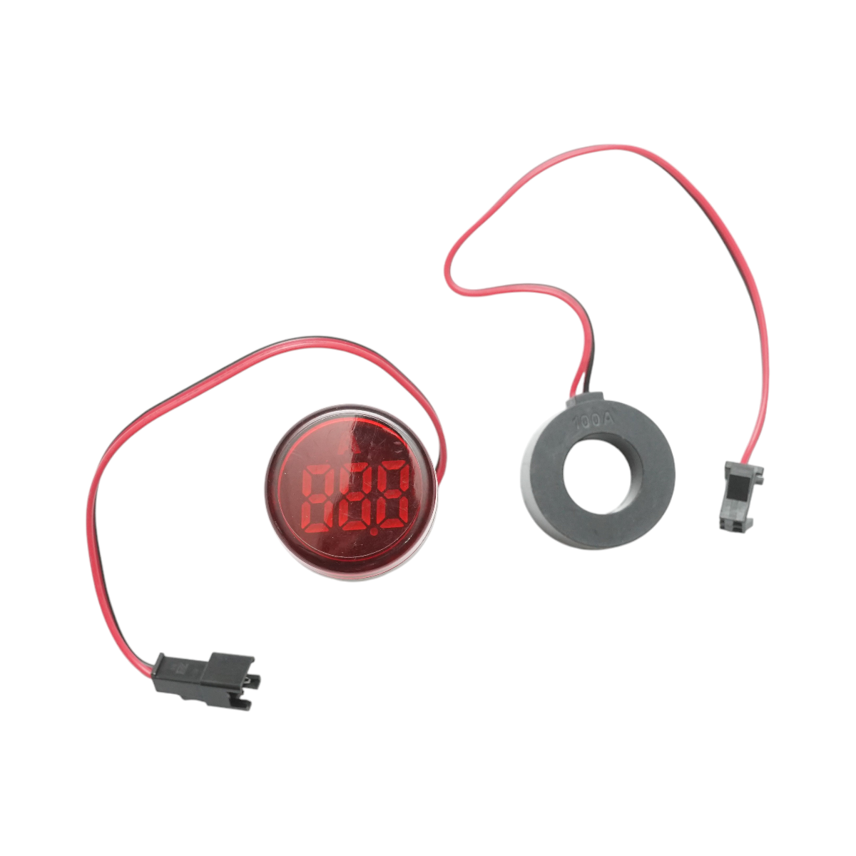 Indicator digital ampermetru LED rosu 0-100A, 220V/380V Ø 22mm Breckner Germany - imagine 2