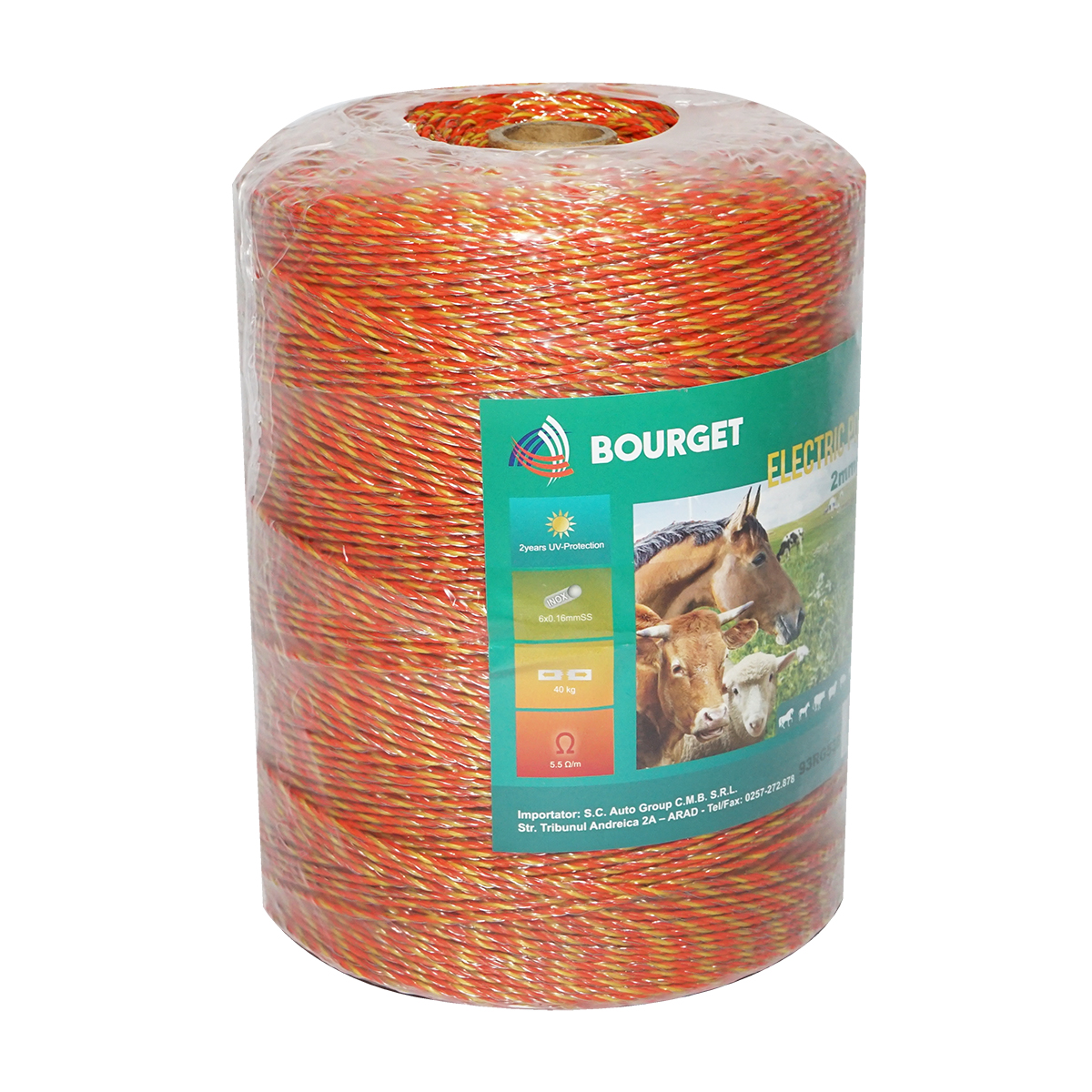 Rola fir galben-rosu fi 2mm 6x0.16mm SS, 1000m gard electric, rezistenta 5.5 Ohm Bourget - imagine 2