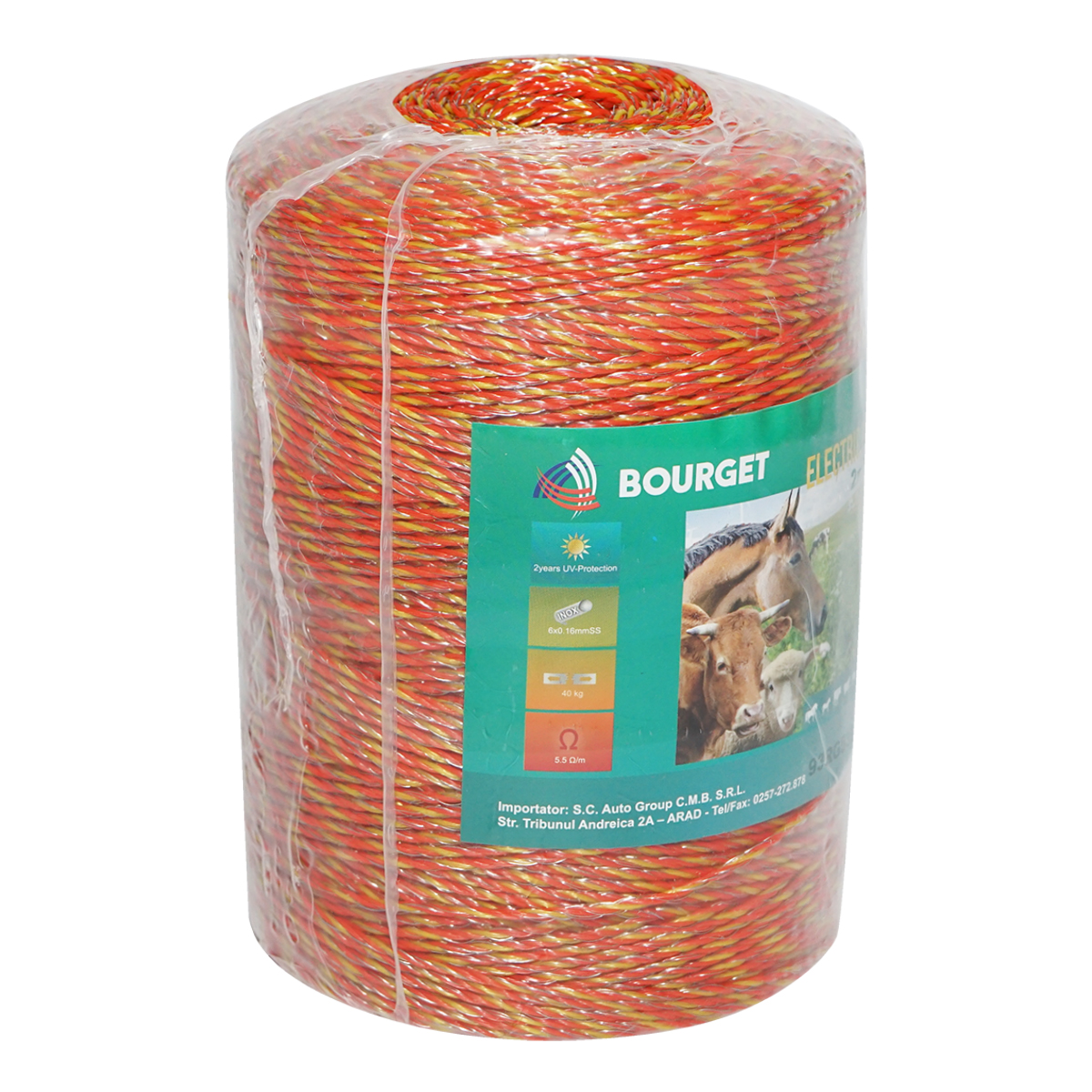 Rola fir galben-rosu fi 2mm 6x0.16mm SS, 500m gard electric, rezistenta 5.5 Ohm Bourget - imagine 2