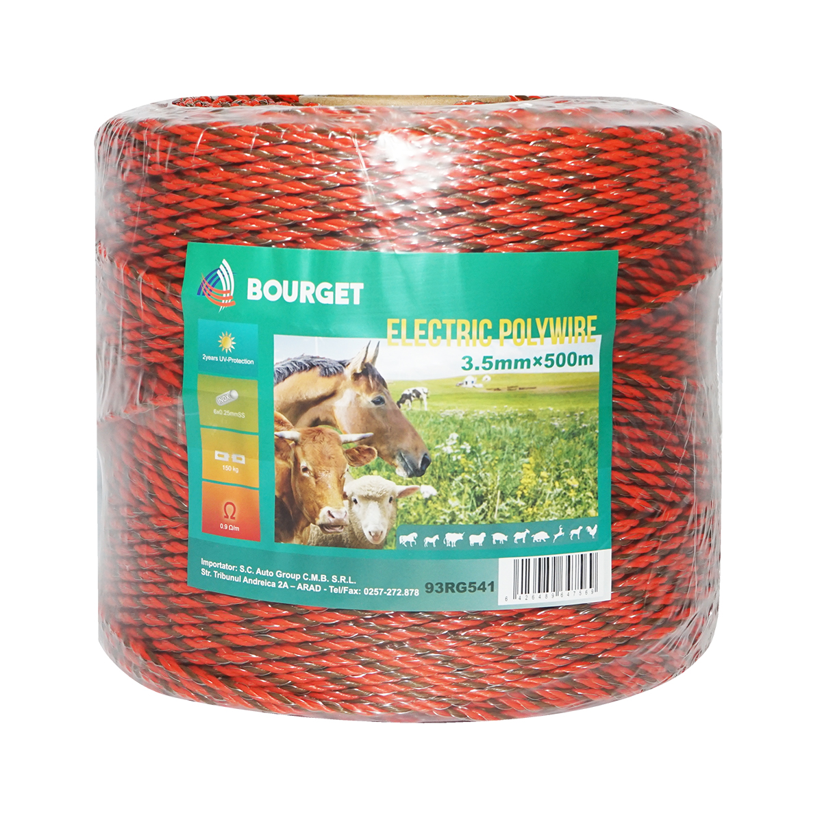 Rola fir portocaliu-negru fi 3.5mm 6x0.25mm SS, 500m gard electric, rezistenta 0.9 Ohm Bourget - imagine 2