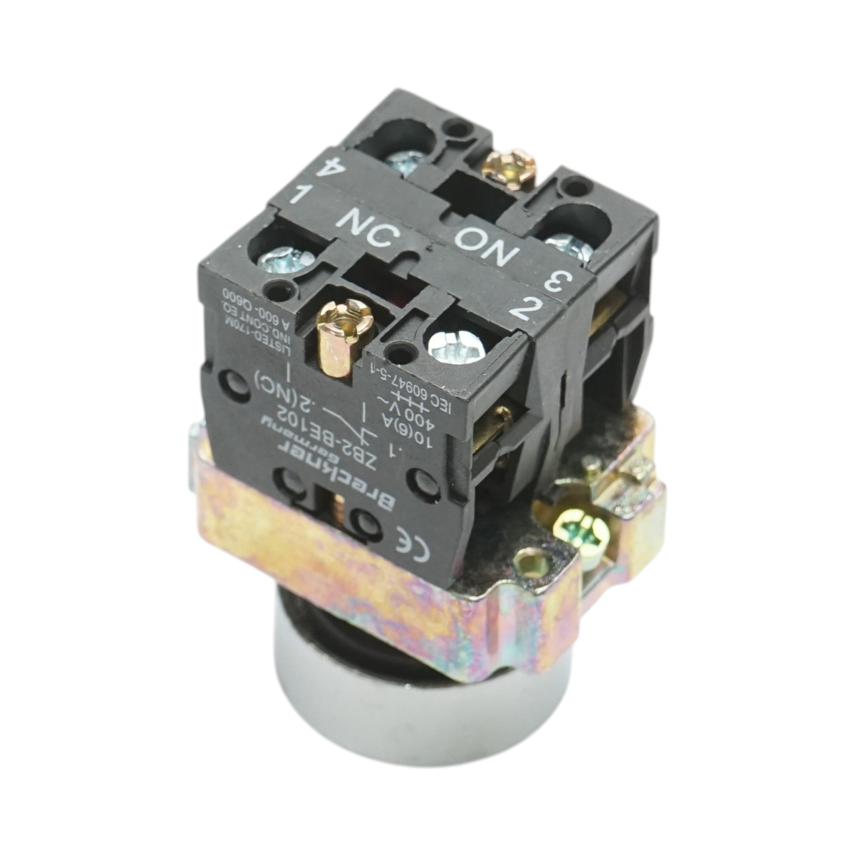 Buton comanda metalic albastru cu revenire 1NO+1NC, 400V/10A, LAY5 Breckner Germany - imagine 4