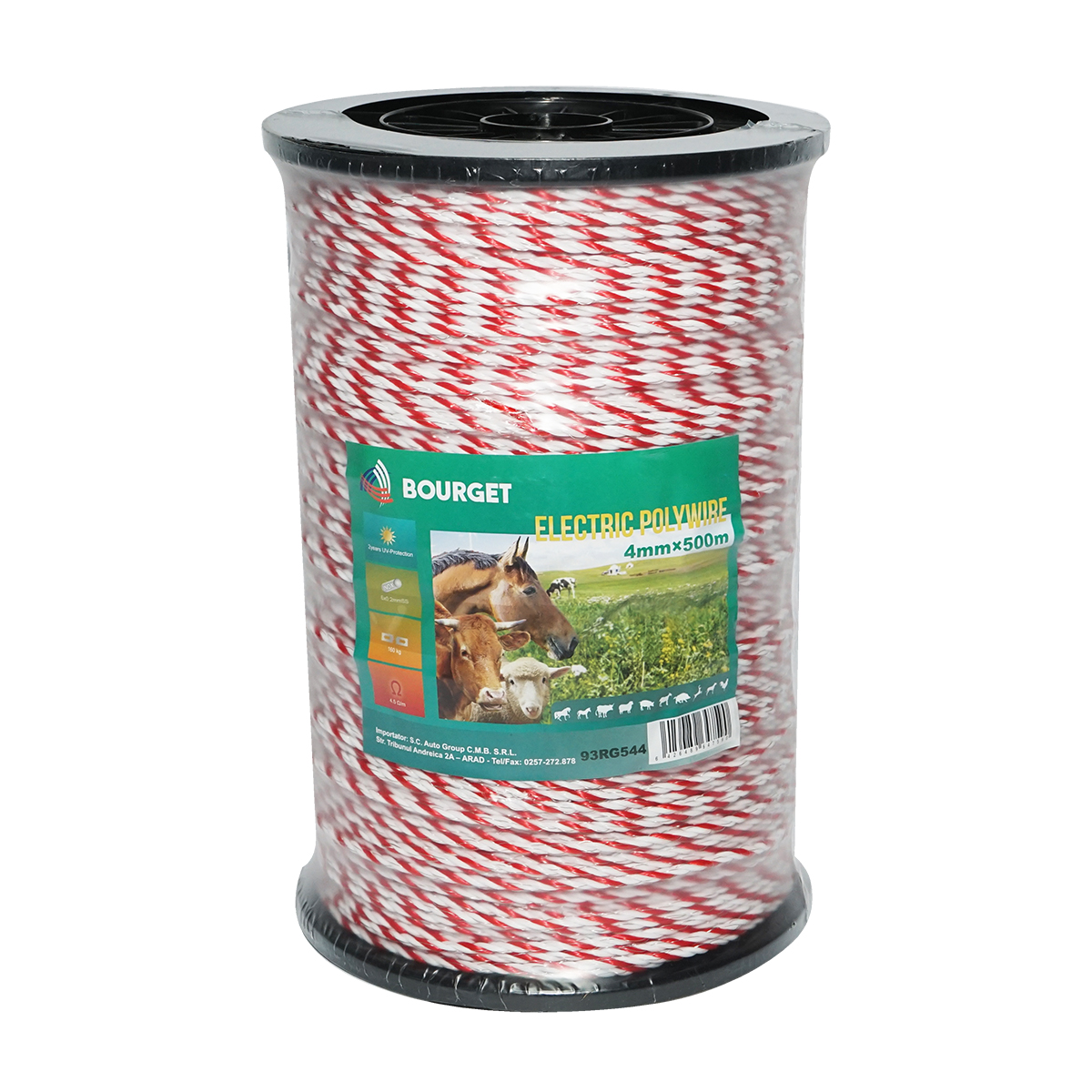 Rola fir alb-rosu fi 4mm 6x0.2mm SS, 500m gard electric, rezistenta 4.5 Ohm Bourget - imagine 2