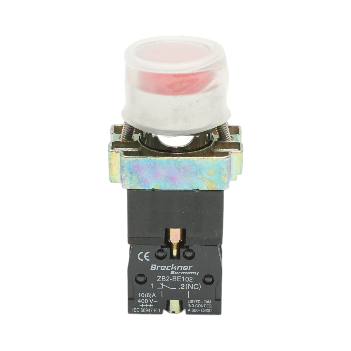 Buton indicator LED rosu cu protectie 1NC, 400V/10A, LAY5 Breckner Germany