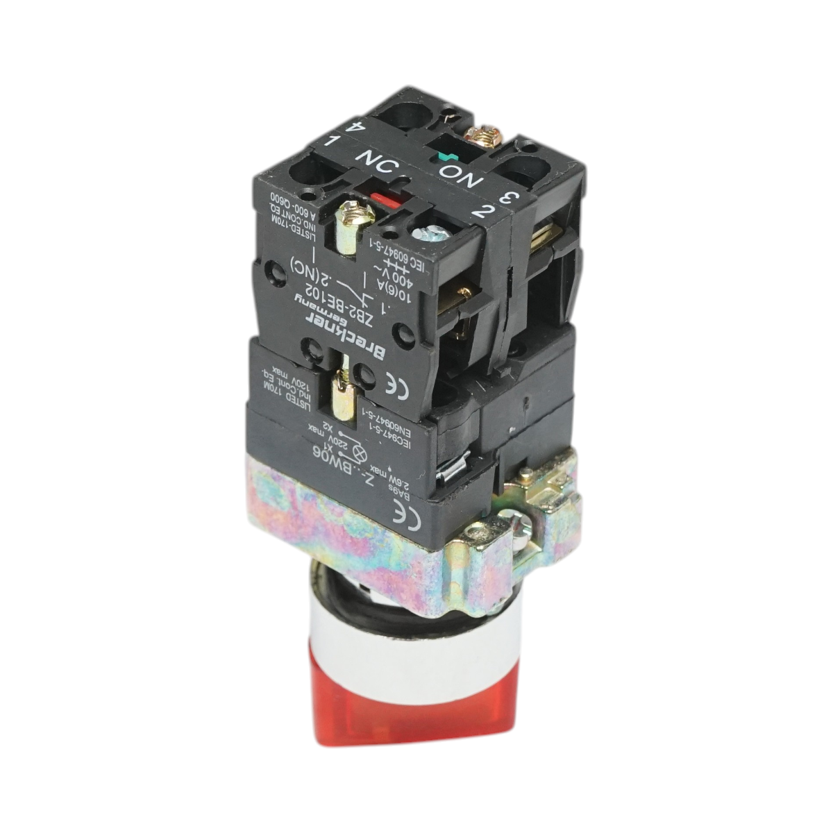 Selector 2 pozitii si indicator semnalizare LED rosu 1NO+1NC, 220V, LAY5 Breckner Germany - imagine 4