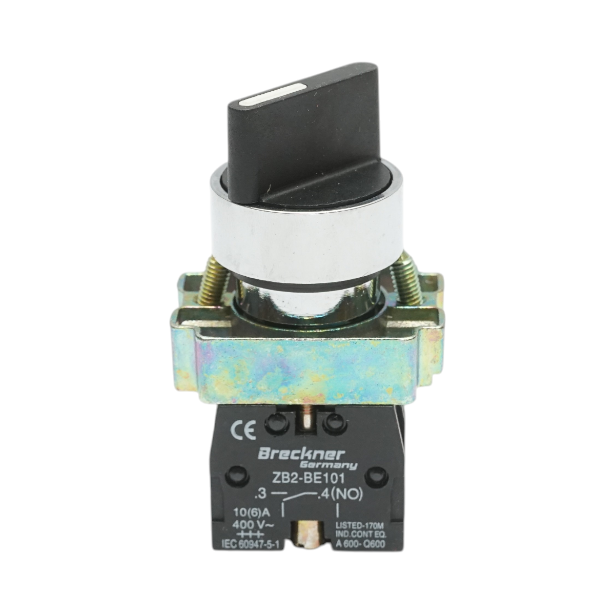 Selector 2 pozitii negru cu retinere 1NO+1NC, 400V/10A, LAY5-BD25 Breckner Germany