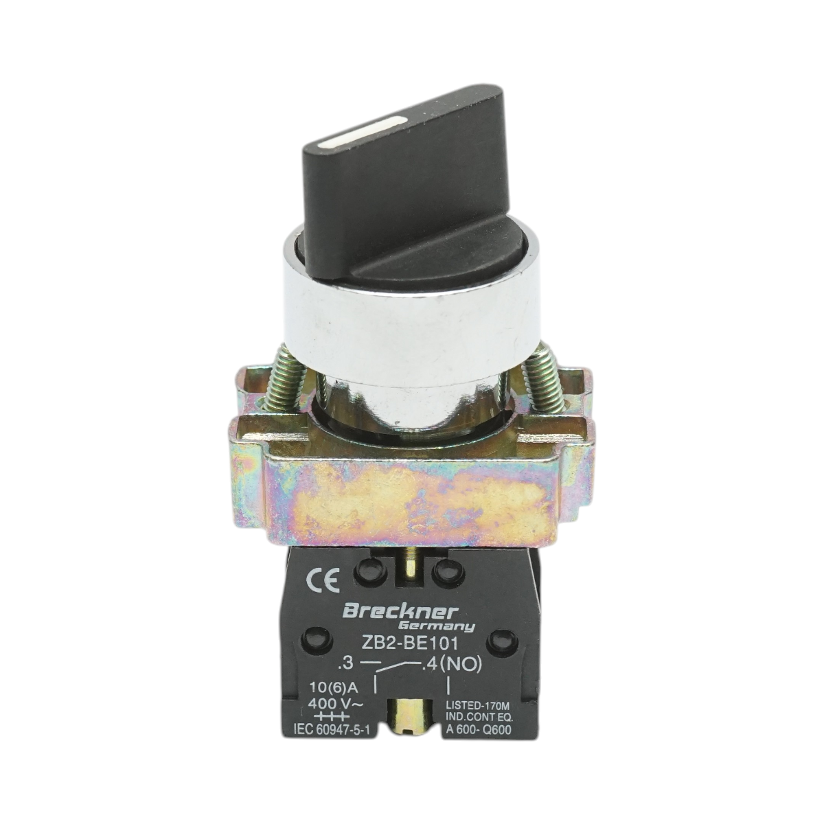 Selector 2 pozitii negru cu revenire 1NO+1NC, 400V/10A, LAY5-BD45 Breckner Germany