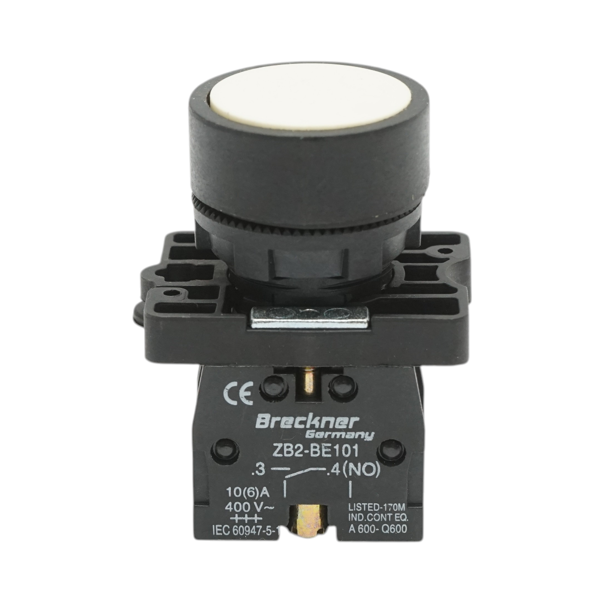 Buton comanda cu revenire alb 1NO+1NC, 400V/10A, LAY5 Breckner Germany