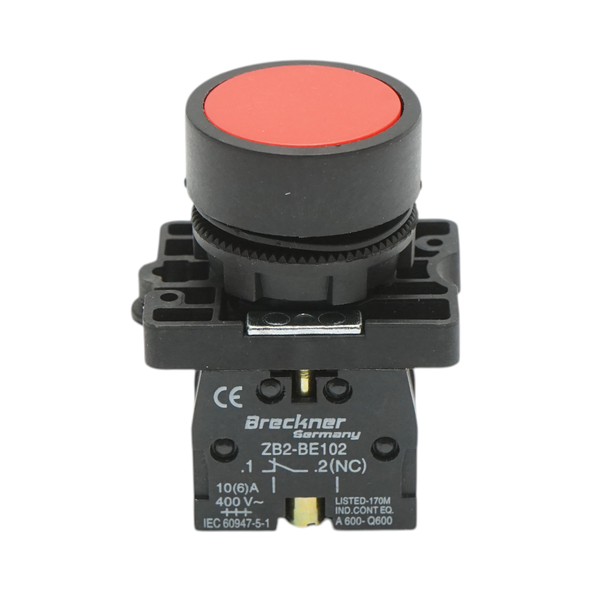 Buton comanda cu revenire rosu 1NO+1NC, 400V/10A, LAY5 Breckner Germany