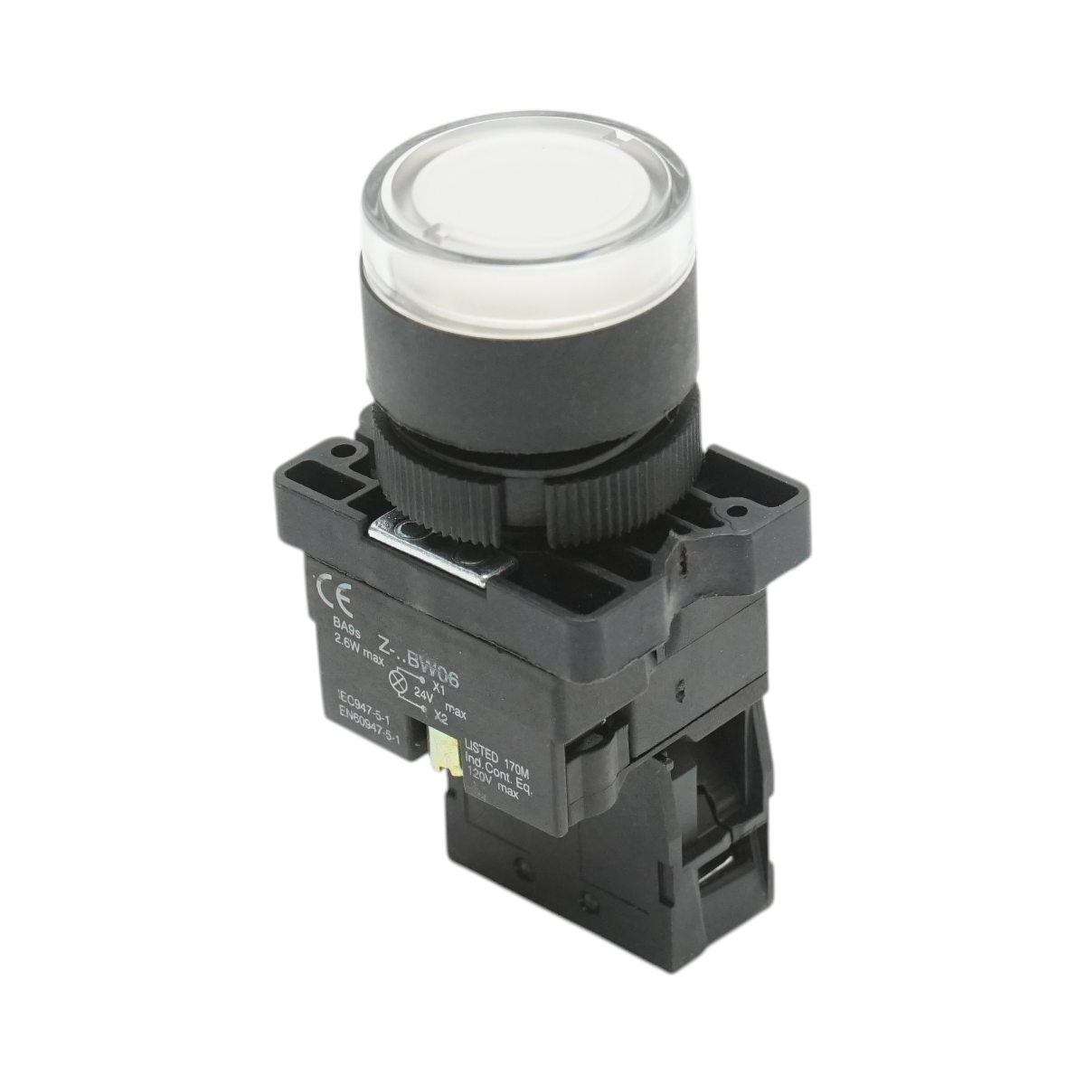 Buton indicator LED alb cu rezistenta integrata 1NO, 24V, LAY5 Breckner Germany - imagine 3