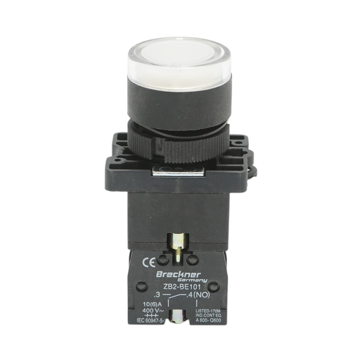 Buton indicator LED alb cu rezistenta integrata 1NO, 24V, LAY5 Breckner Germany