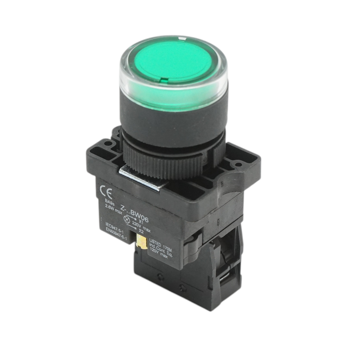 Buton indicator LED verde cu rezistenta integrata 1NO, 220V, LAY5 Breckner Germany - imagine 3