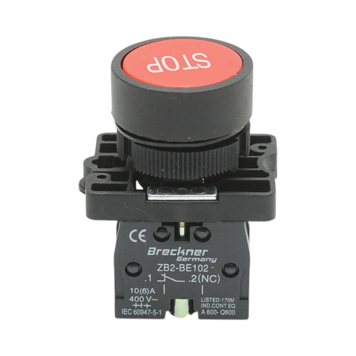 Buton comanda STOP rosu cu revenire 1NC, 400V/10A, LAY5 Breckner Germany