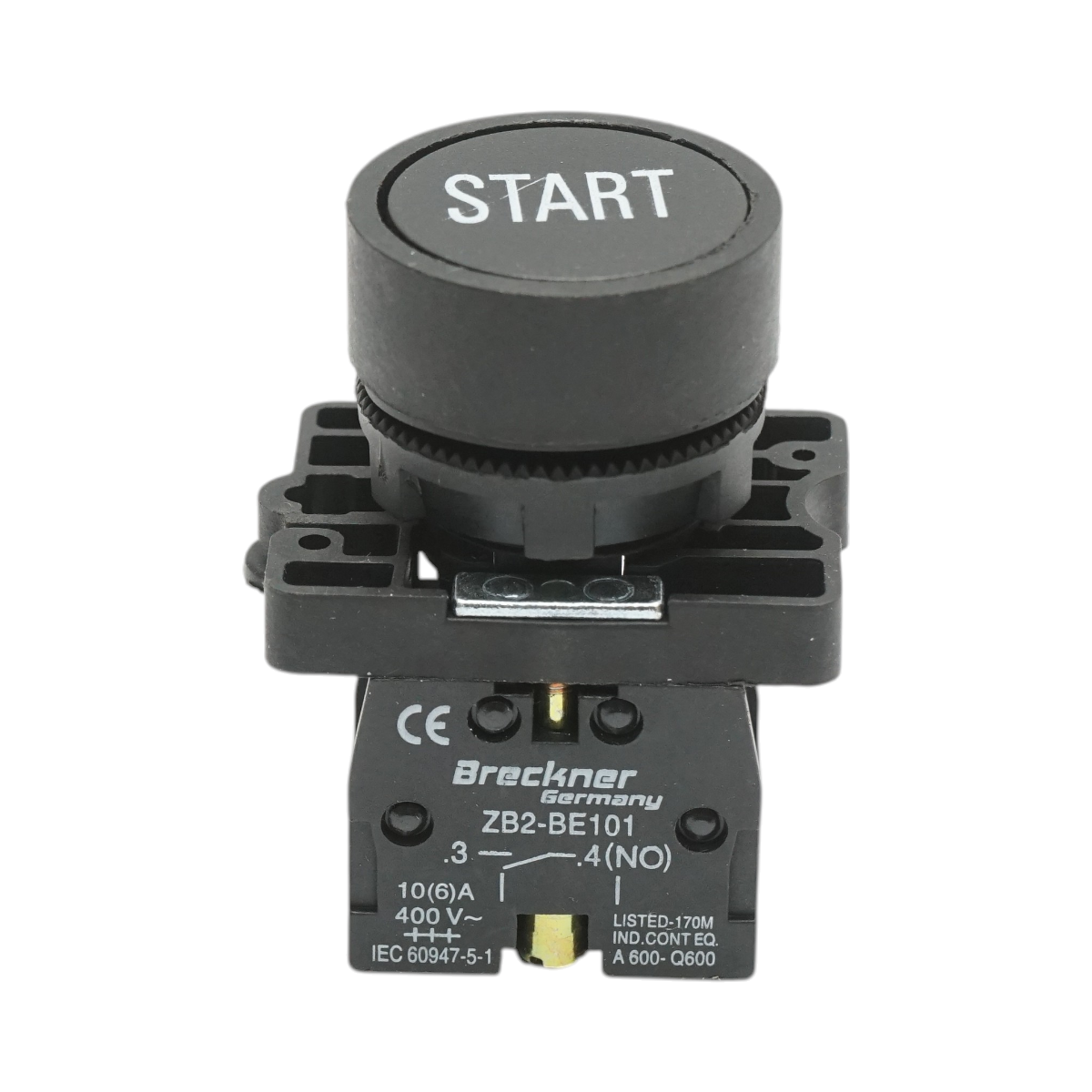 Buton comanda START negru cu revenire 1NO, 400V/10A, LAY5 Breckner Germany