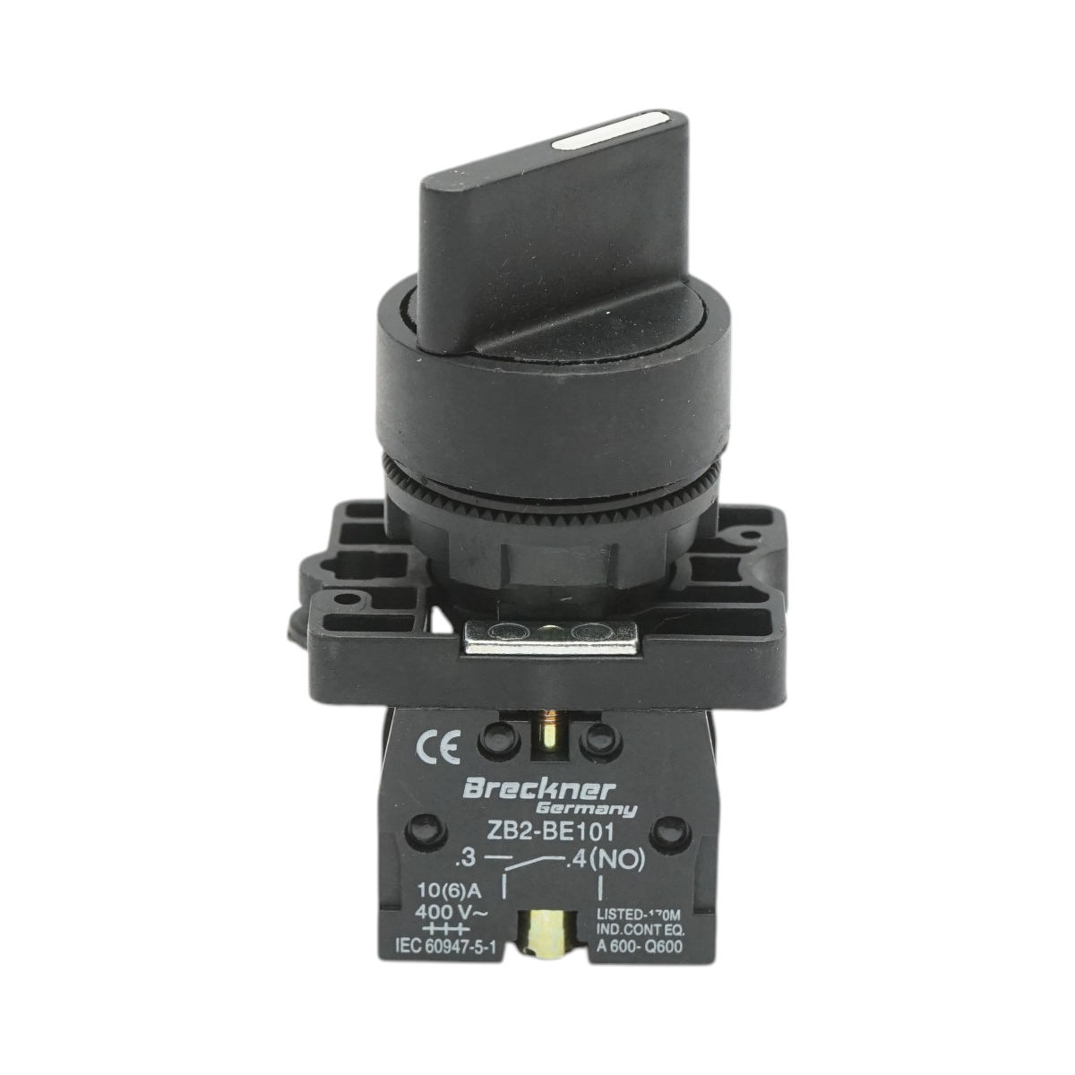 Selector 2 pozitii cu retinere negru 1NO, 400V/10A, LAY5-ED21 Breckner Germany