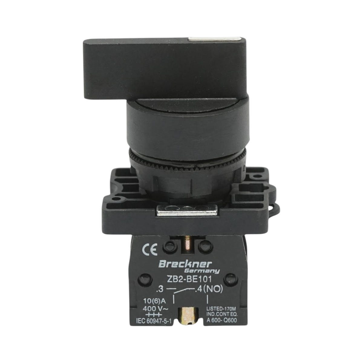 Selector 3 pozitii negru cu retinere 2NO, 400V/10A, LAY5-EJ33 Breckner Germany