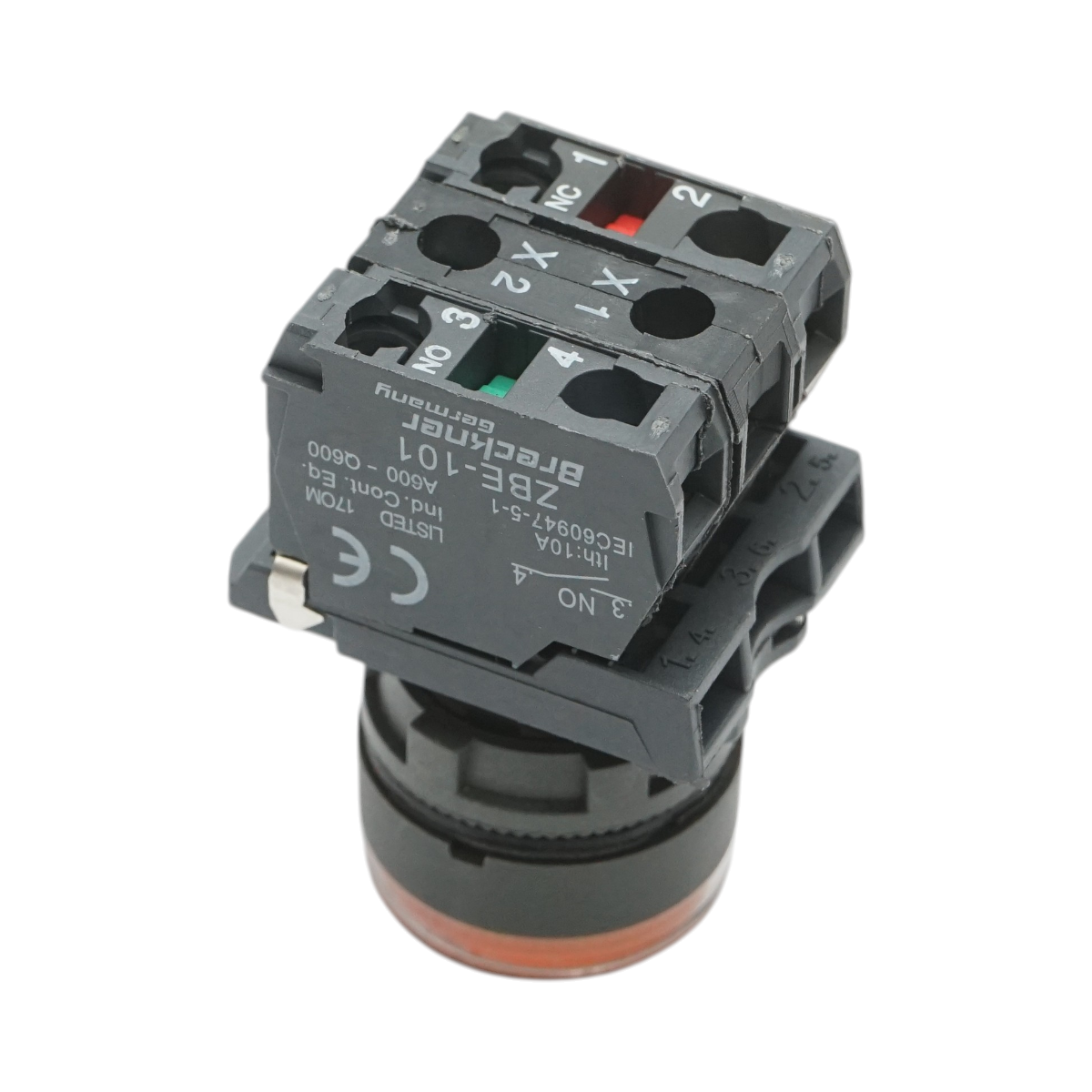 Buton comanda cu revenire si semnalizare LED galben 1NO+1NC, 220V/10A, TB5 Breckner Germany - imagine 4