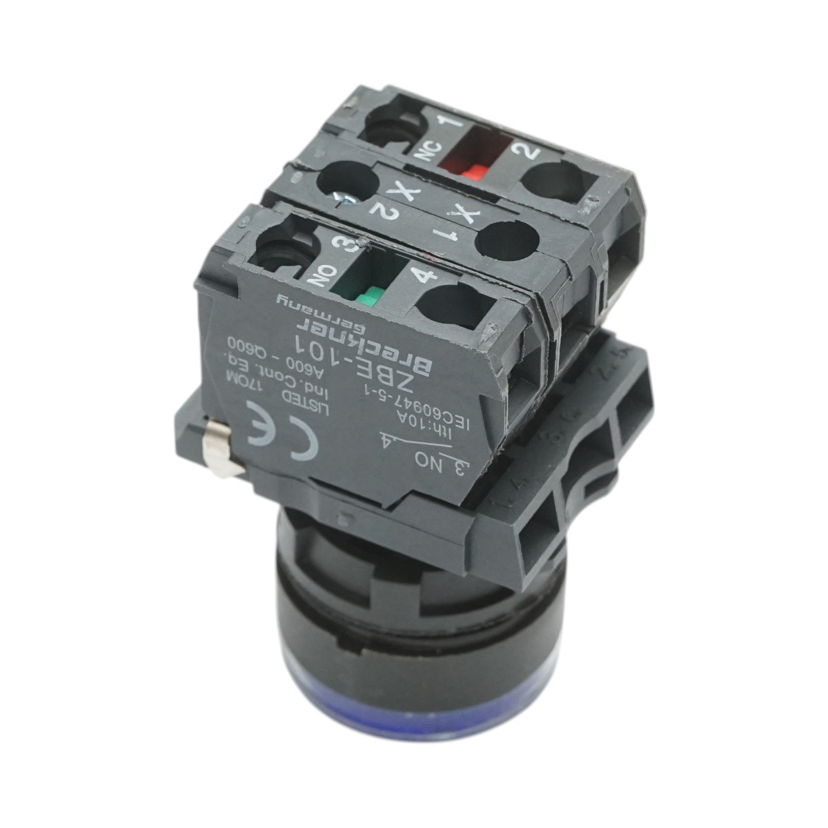 Buton comanda cu revenire si semnalizare LED albastru 1NO+1NC, 220V/10A, TB5 Breckner Germany - imagine 4