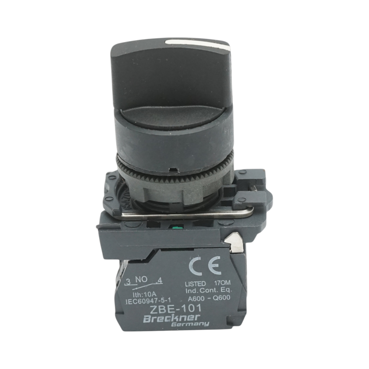 Selector 2 pozitii cu revenire negru 1NO+1NC, 24V/10A, TB5 Breckner Germany