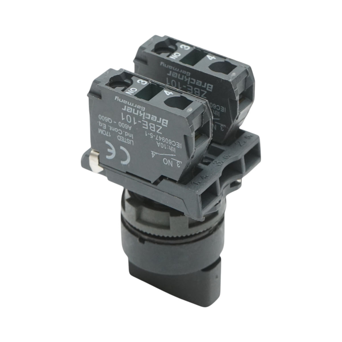 Selector 2 pozitii cu revenire negru 1NO+1NC, 24V/10A, TB5 Breckner Germany - imagine 4