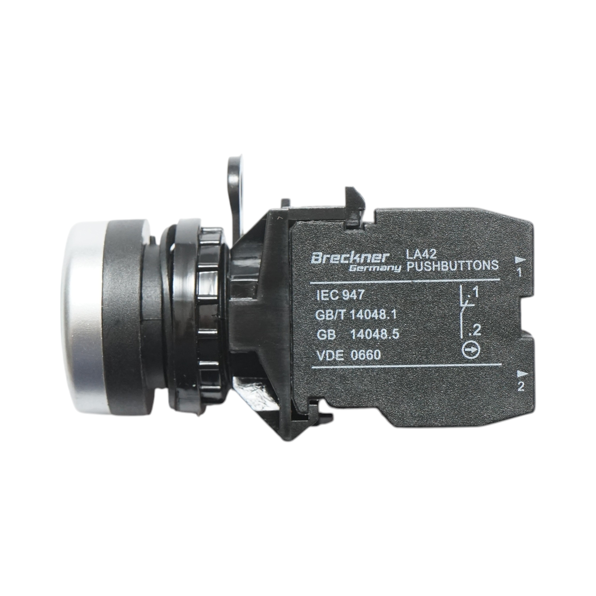 Buton comanda cu revenire verde 1NO+1NC, 10A/600V AC, 1A/250V DC LA42 Breckner Germany - imagine 4