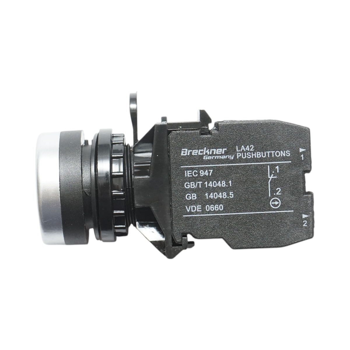 Buton comanda cu revenire rosu 1NO+1NC, 10A/600V AC, 1A/250V DC LA42 Breckner Germany - imagine 4