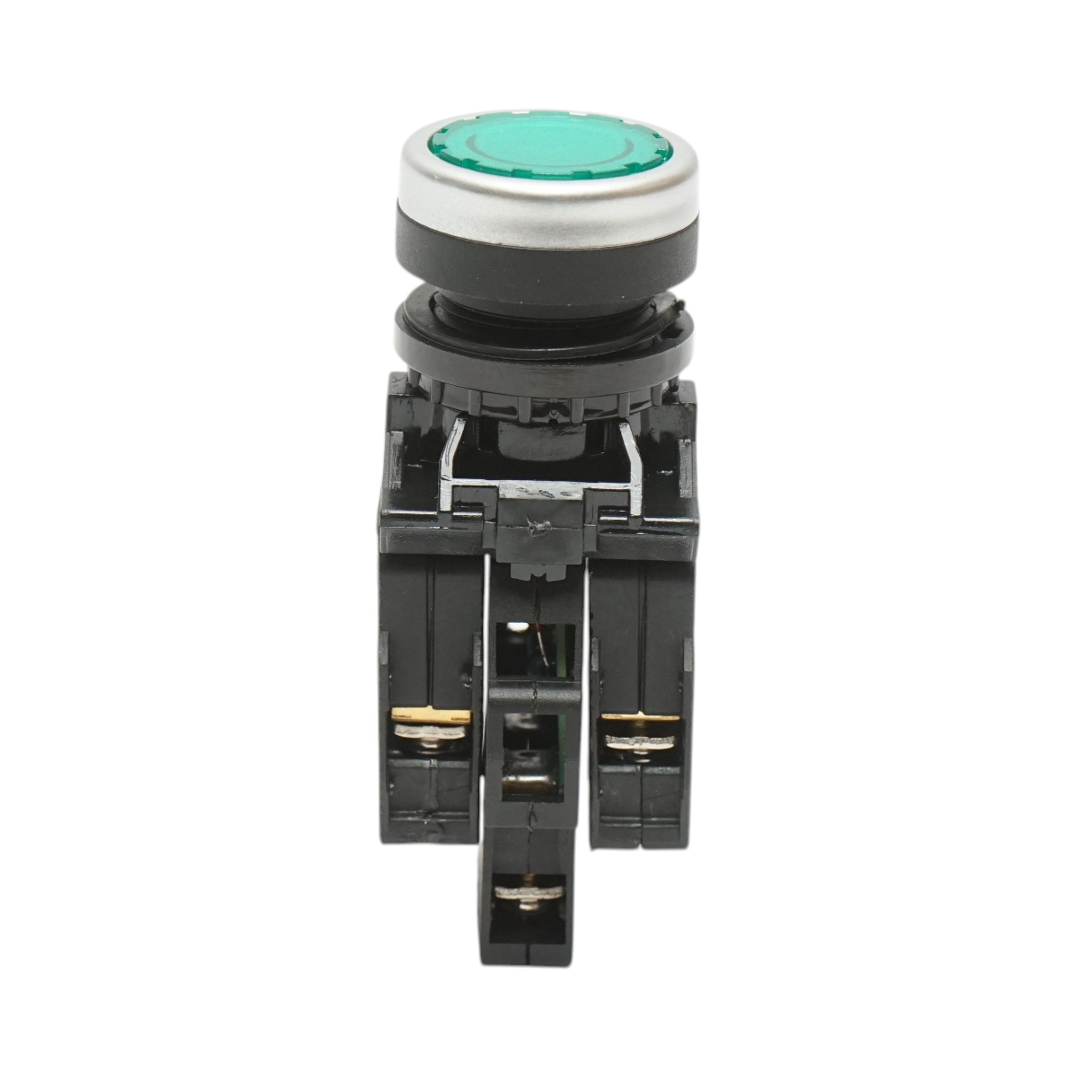 Buton comanda iluminat LED 220V AC verde cu revenire 1NO+1NC, 10A/600V AC, 1A/250V DC LA42 Breckner Germany - imagine 2