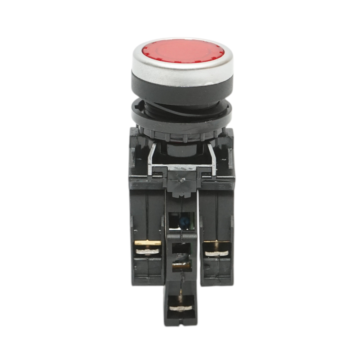 Buton comanda iluminat LED 24V AC/DC rosu cu revenire 1NO+1NC, 10A/600V AC, 1A/250V DC LA42 Breckner Germany - imagine 2