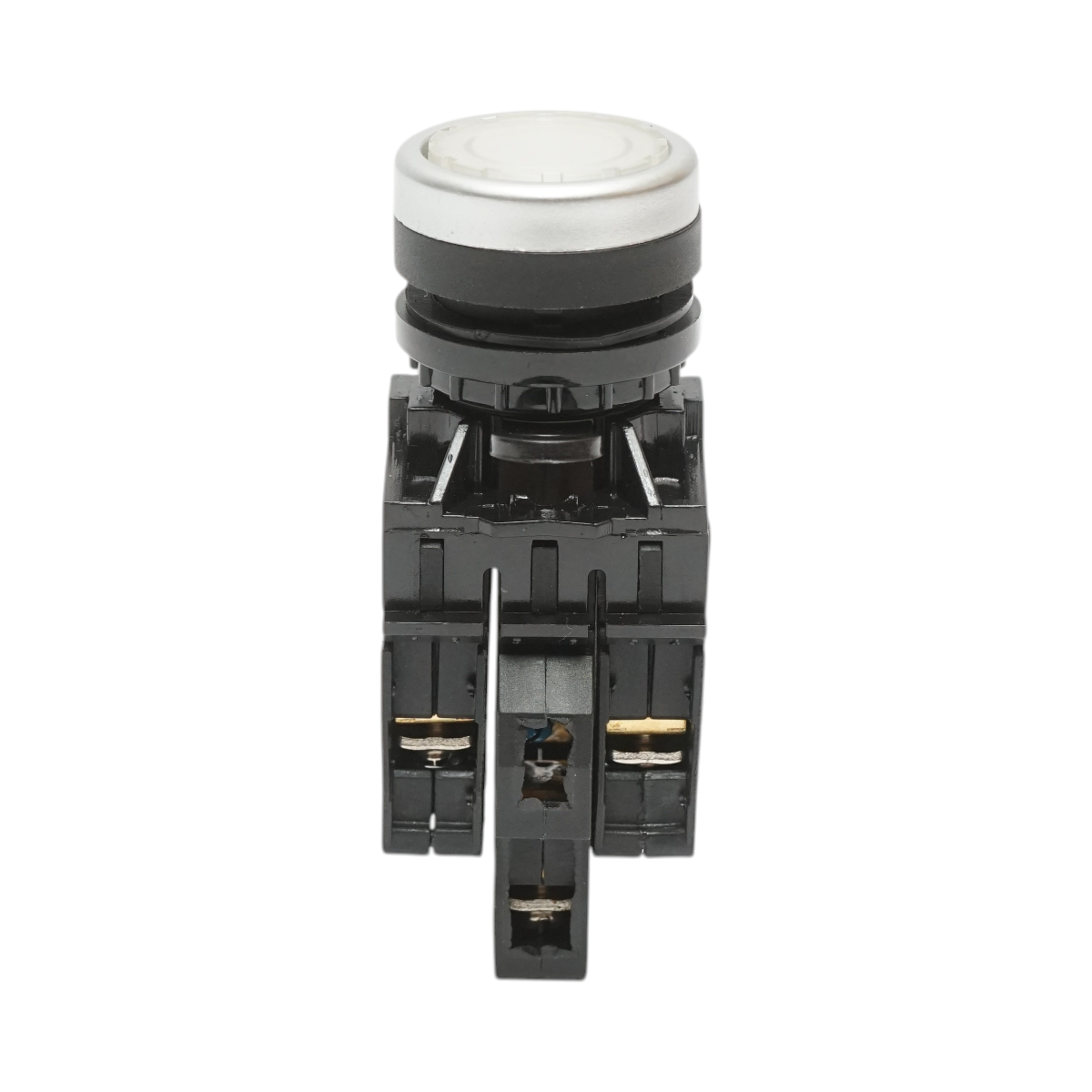 Buton comanda iluminat LED 24V AC/DC alb cu revenire 1NO+1NC, 10A/600V AC, 1A/250V DC LA42 Breckner Germany - imagine 2