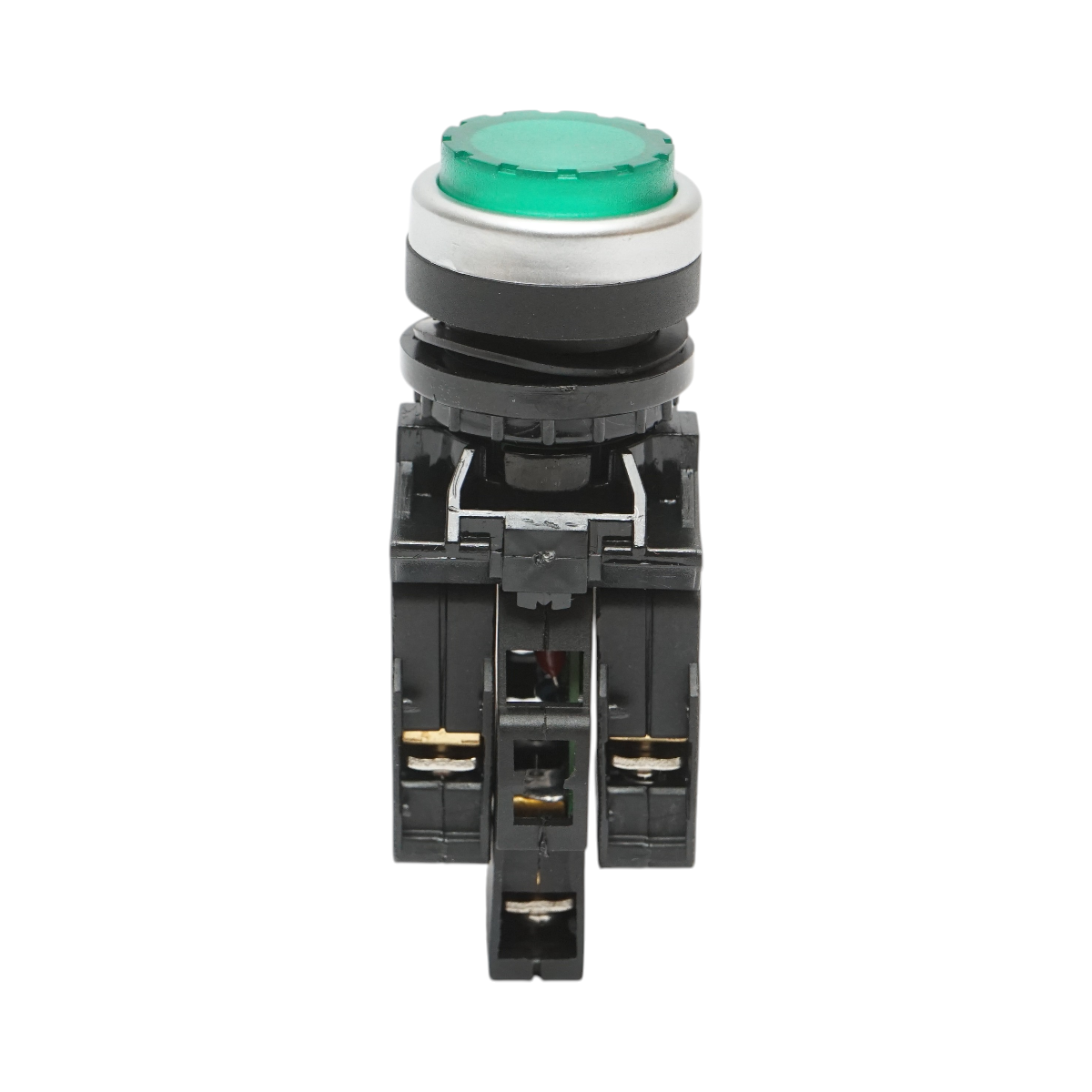 Buton comanda iluminat convex LED 220V AC verde cu revenire 1NO+1NC, 10A/600V AC, 1A/250V DC LA42 Breckner Germany - imagine 2