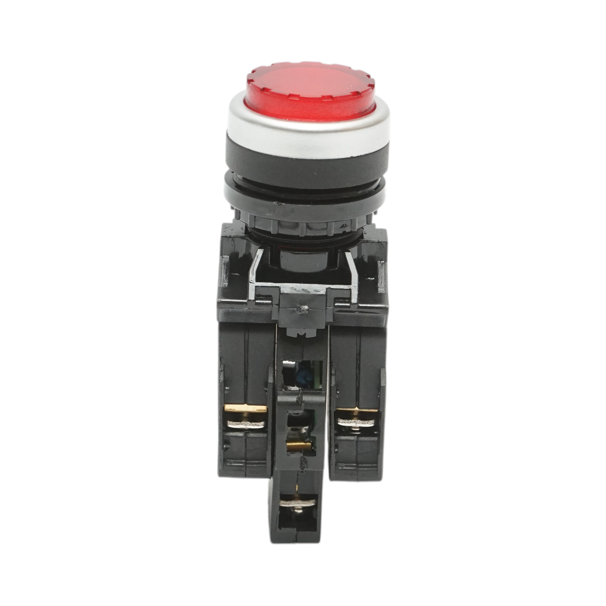 Buton comanda iluminat convex LED 24V AC/DC rosu cu revenire 1NO+1NC, 10A/600V AC, 1A/250V DC LA42 Breckner Germany - imagine 2