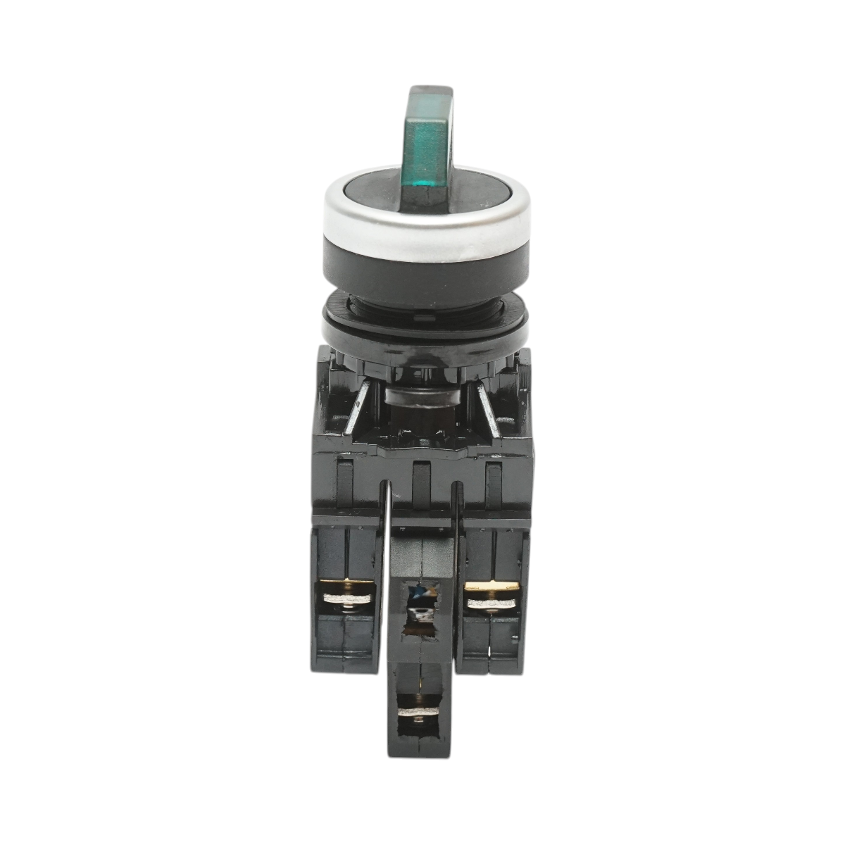 Buton selector iluminat 24V AC/DC LED verde cu 2 pozitii 1NO+1NC, 10A/600V AC, 1A/250V DC LA42 Breckner Germany - imagine 2