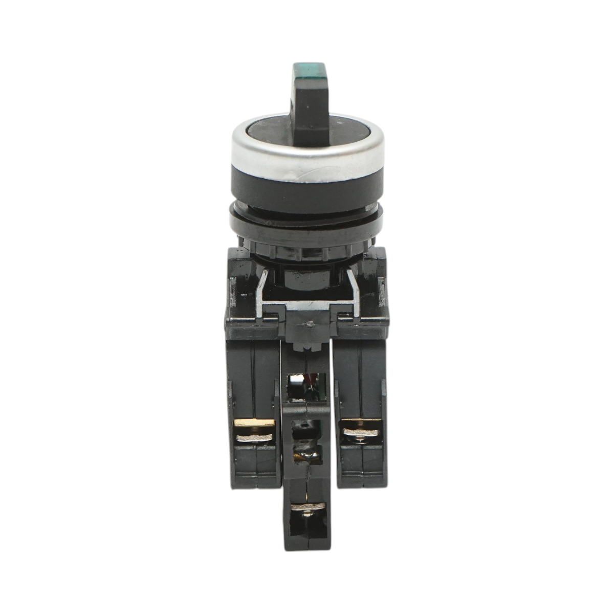 Buton selector iluminat 220V AC LED verde cu 2 pozitii 1NO+1NC, 10A/600V AC, 1A/250V DC LA42 Breckner Germany - imagine 2