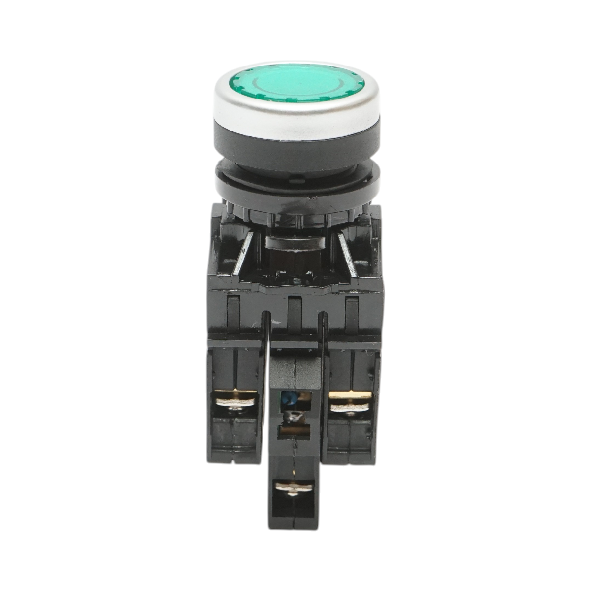 Buton comanda iluminat LED 24V AC/DC verde cu revenire 1NO+1NC, 10A/600V AC, 1A/250V DC LA42 Breckner Germany - imagine 2