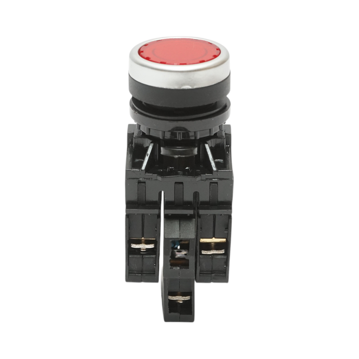 Buton comanda iluminat LED 220V AC rosu cu revenire 1NO+1NC, 10A/600V AC, 1A/250V DC LA42 Breckner Germany - imagine 2