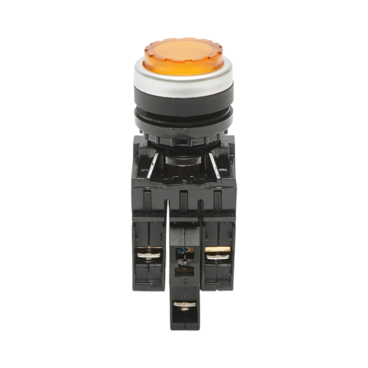 Buton comanda iluminat convex LED 220V AC galben cu revenire 1NO+1NC, 10A/600V AC, 1A/250V DC LA42 Breckner Germany - imagine 2