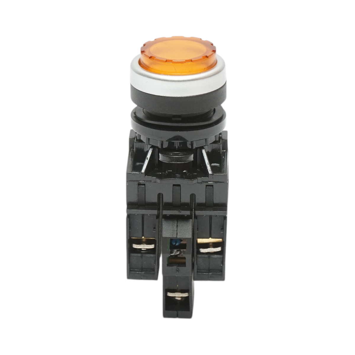 Buton comanda iluminat convex LED 24V AC/DC galben cu revenire 1NO+1NC, 10A/600V AC, 1A/250V DC LA42 Breckner Germany - imagine 2