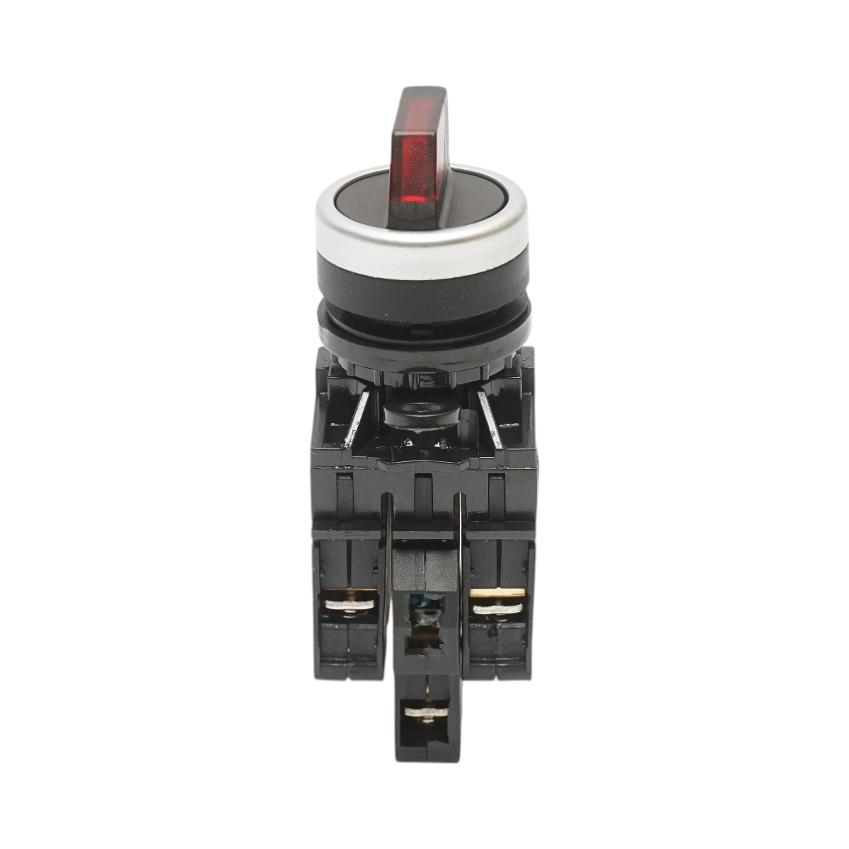 Buton selector iluminat 24V AC/DC LED rosu cu 2 pozitii 1NO+1NC, 10A/600V AC, 1A/250V DC LA42 Breckner Germany - imagine 2