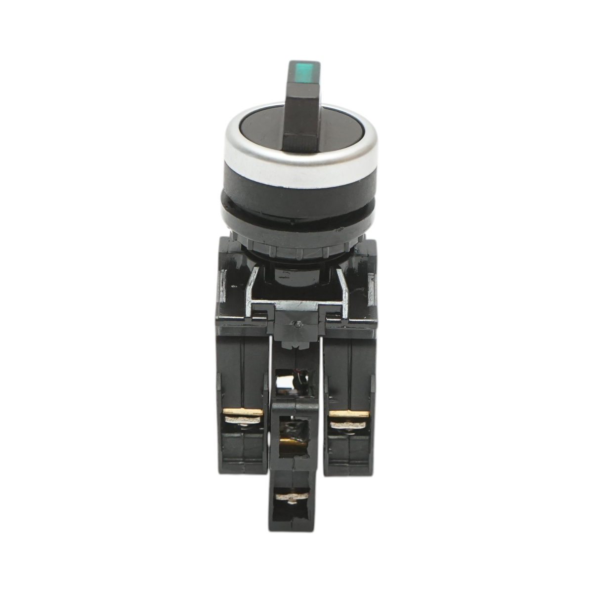 Buton selector iluminat 220V AC LED verde cu 3 pozitii 2NO, 10A/600V AC, 1A/250V DC LA42 Breckner Germany - imagine 2