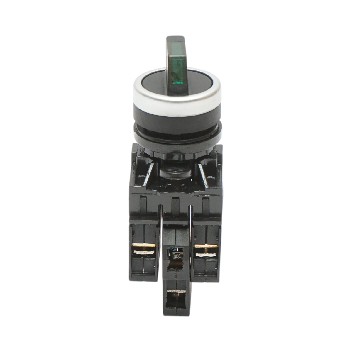 Buton selector iluminat 24V AC/DC LED verde cu 3 pozitii 2NO, 10A/600V AC, 1A/250V DC LA42 Breckner Germany - imagine 2