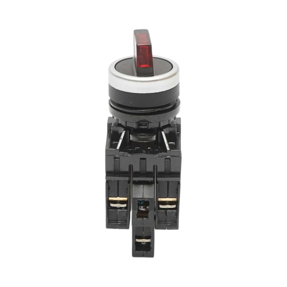 Buton selector iluminat 220V AC LED rosu cu 3 pozitii 2NO, 10A/600V AC, 1A/250V DC LA42 Breckner Germany - imagine 2