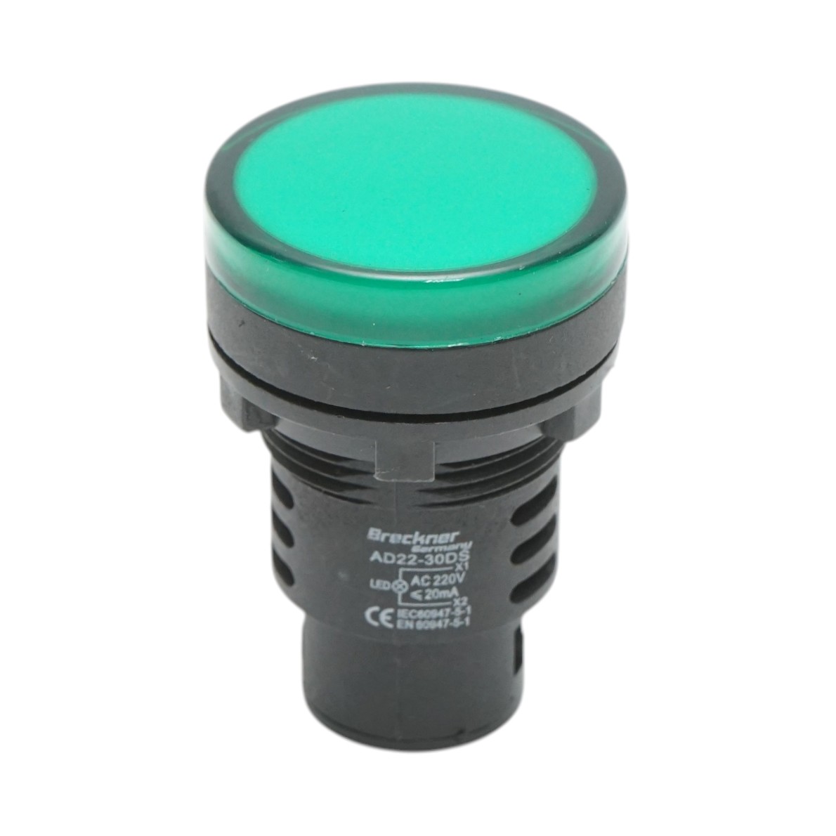 Indicator semnalizare LED verde 220V AC 30mm Breckner Germany