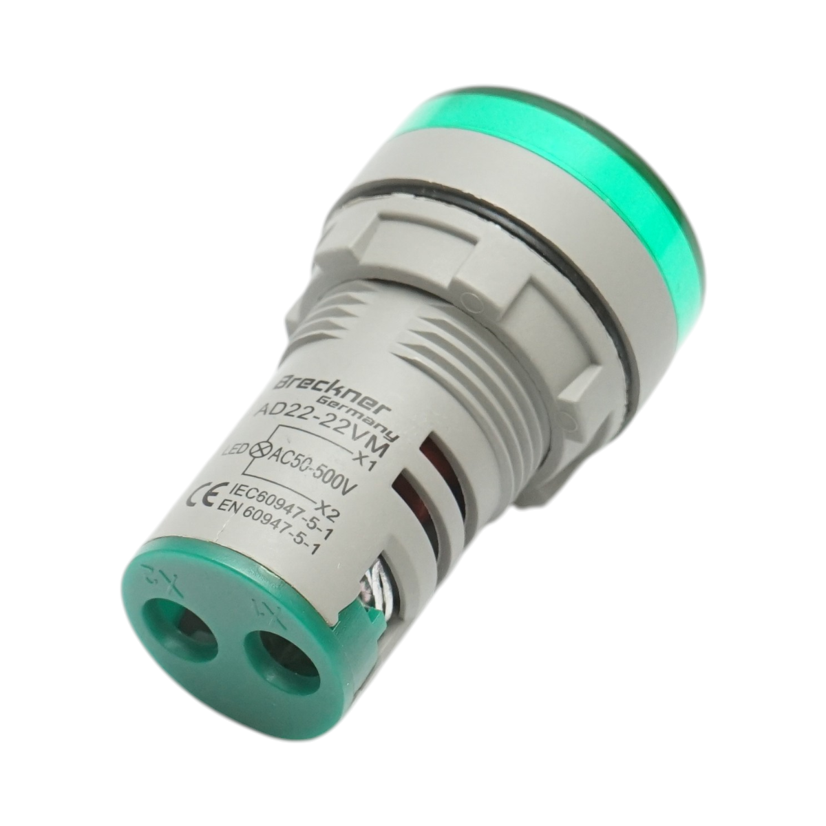 Indicator digital ampermetru LED verde 50-500V AC Ø 22mm Breckner Germany - imagine 3