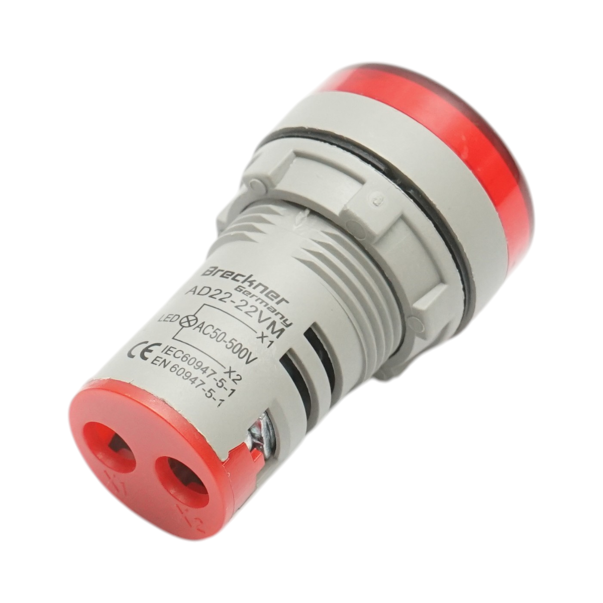 Indicator digital ampermetru LED rosu 50-500V AC Ø 22mm Breckner Germany - imagine 3
